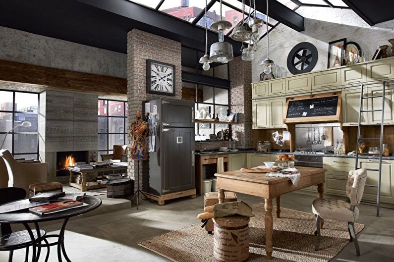 Cocina de diseño de interiores en estilo loft - foto