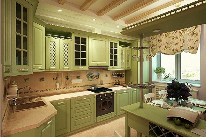 Cocina estilo provenzal verde - Diseño de interiores