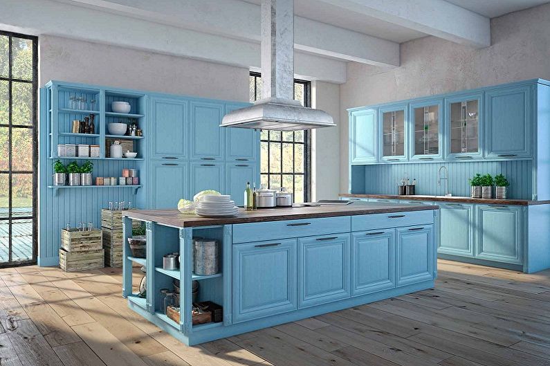 Blauwe Provence stijl keuken - interieur