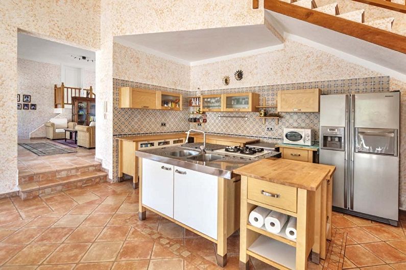 Kitchen interior design in provence style - photo