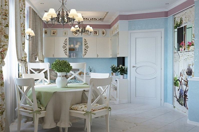 Kitchen interior design in provence style - photo