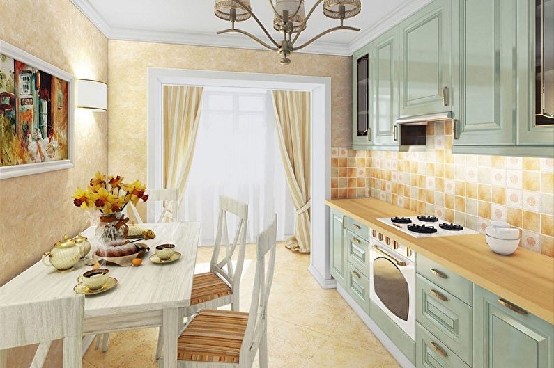 Kitchen interior design in provence style - photo