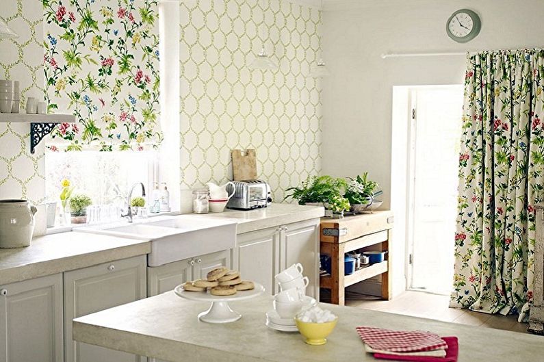 Kitchen interior design in provence style - photo