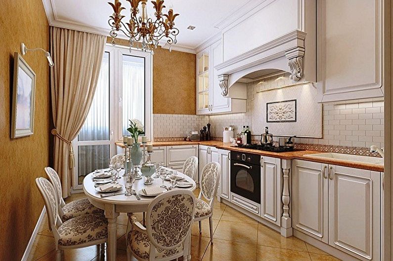 Kitchen interior design in provence style - photo